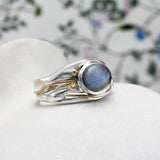 Unique iridescent Labradorite ring, Hand Made from sterling silver.