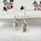 Sterling Silver Lily Earrings with 14kt Gold Detail