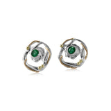 Emerald Stud Organic Sterling Silver Earrings