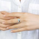 White and Blue Opal Ring