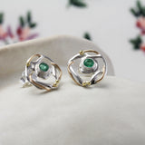 Emerald Stud Silver Earrings