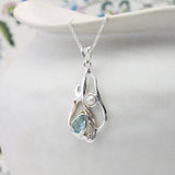 Blue Topaz and Pearl Molten Pendant and Earrings Set