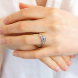 Dainty Pearl and Blue Topaz Ring