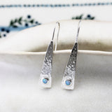 Handmade Sterling Silver Blue Opal Textured Earrings