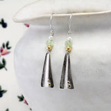 Sterling Silver Prehnite and Pearl Dangle Earrings