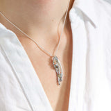 Handmade Flowing Silver with Light Green Amethyst and Pearl Pendant