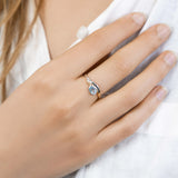 Handmade Dainty Faceted Oval Blue Topaz Ring with 14kt Gold Details,  Dainty Rin
