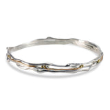 Organic Silver Bangle with Gold Details