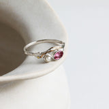 Dainty Pink Tourmaline and Pearl Ring