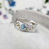 Blue Topaz Ring with Ball Detail