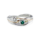 Sterling Silver Pearl and Emerald Ring