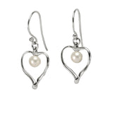 Handmade Freshwater Pearl Heart Earrings