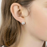 Handmade Sterling Silver Flower Stud Earring with Brass