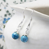 Art Nouveau Inspired Blue Chalcedony Drop Earrings