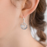 Silver Drop Earrings with Rainbow Moonstone
