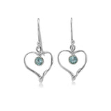 Blue Topaz Organic Heart Earrings