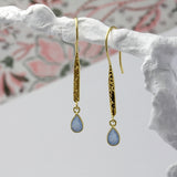 Blue Chalcedony Dream Drop Gold Earrings
