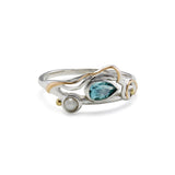 Dainty Pearl and Blue Topaz Ring