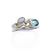 Blue Topaz and Opal Gemstone Ring