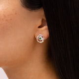 Emerald Stud Sterling Silver Earrings