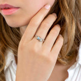 pearl and blue topaz silver ring