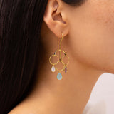 Rainbow Moonstone, Aqua Chalcedony and Amethsyt Statement Earrings