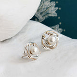 Silver Freshwater Pearl Studs with Gold detailing