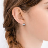 Silver Studs Earrings in Moonstone