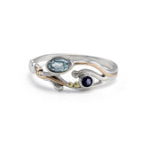 Blue topaz and Iolite handmade silver ring