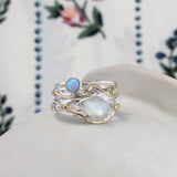 Unique rainbow moonstone ring