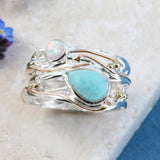 Larimar and Opal Ring
