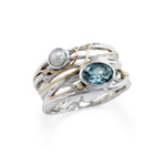 Blue Topaz and Pearl Ring