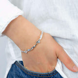 Blue Topaz and Pearl Silver Bangle